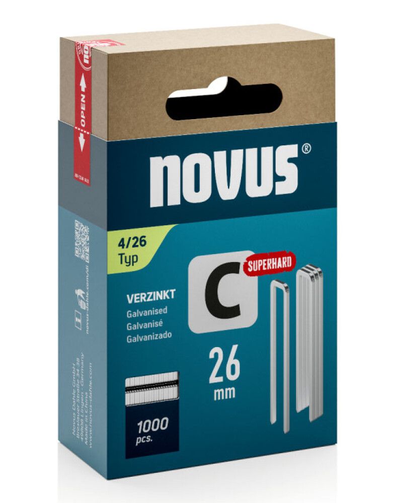 Klambrid Novus C4/26 mm tsingitud 1000 tk