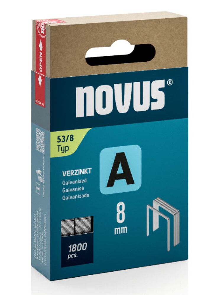 Klambrid Novus A53/8 mm tsingitud 1800 tk