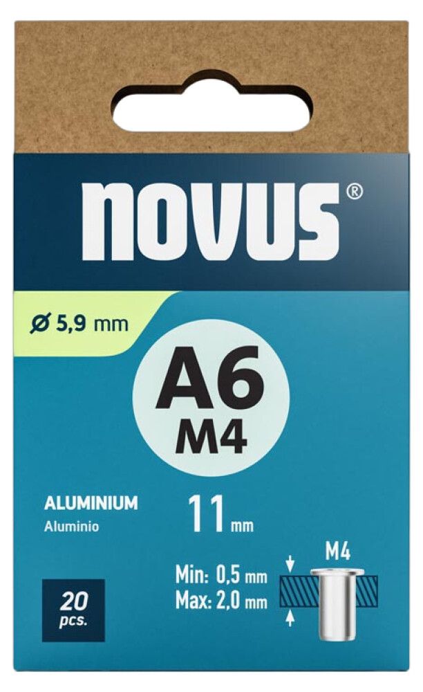 Keermeneet Novus alumiinium M 4 X 11 mm 20 tk