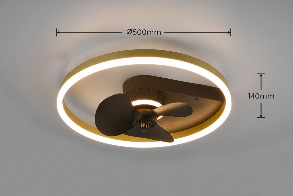 LED-plafoon ventilaatoriga Reality Borgholm Ø 50 cm