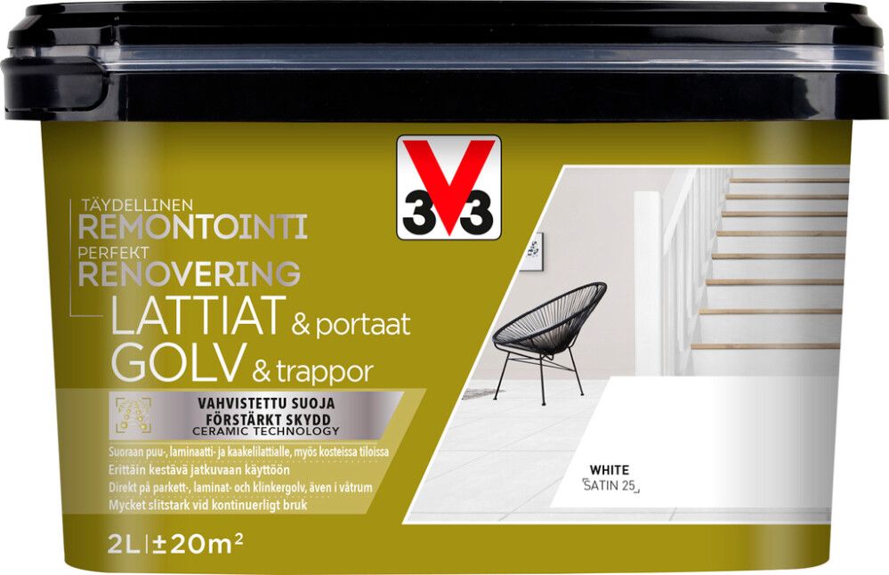 Põrandavärv V33 Lattiat & portaat V33 valge