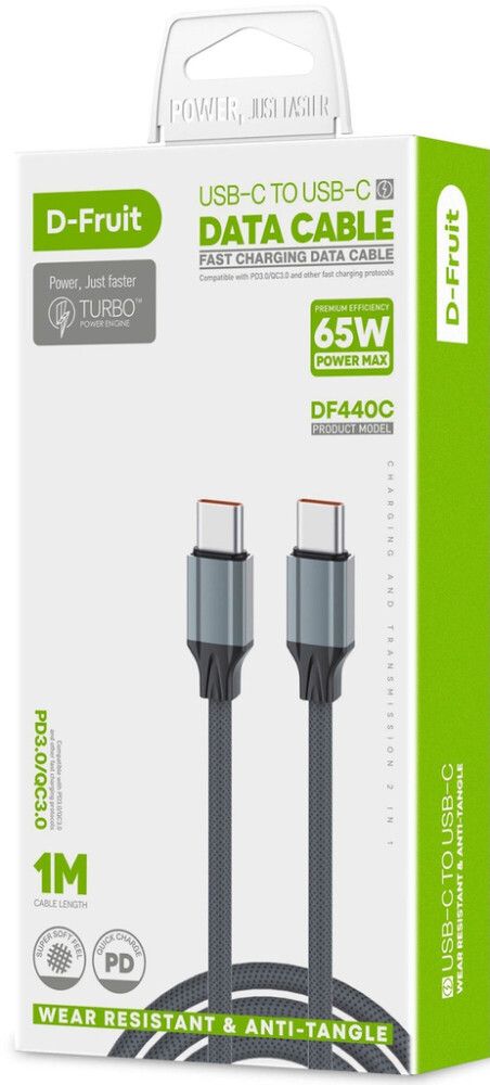 Kaabel USB-C - USB-C  D-Fruit 1m, hall