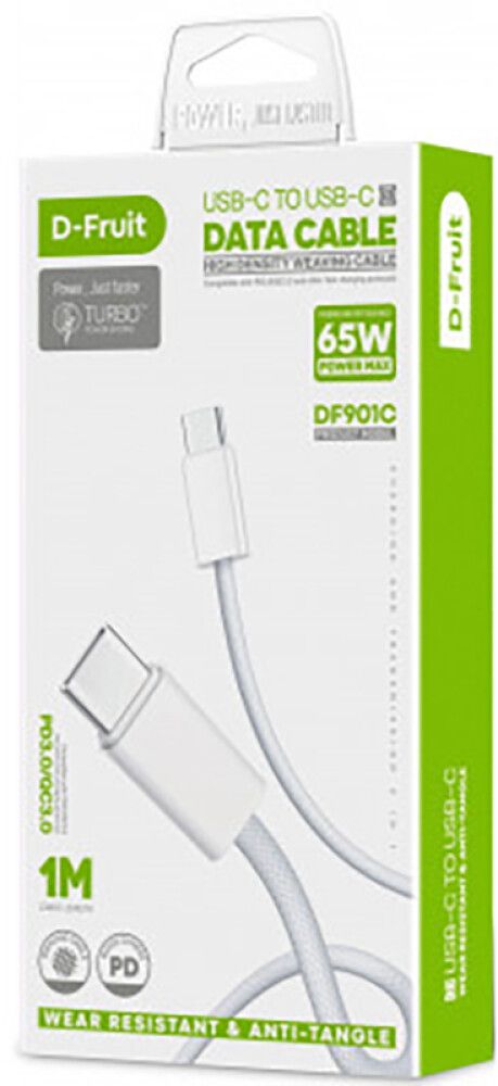 Kaabel USB-C - USB-C  D-Fruit 1m, valge