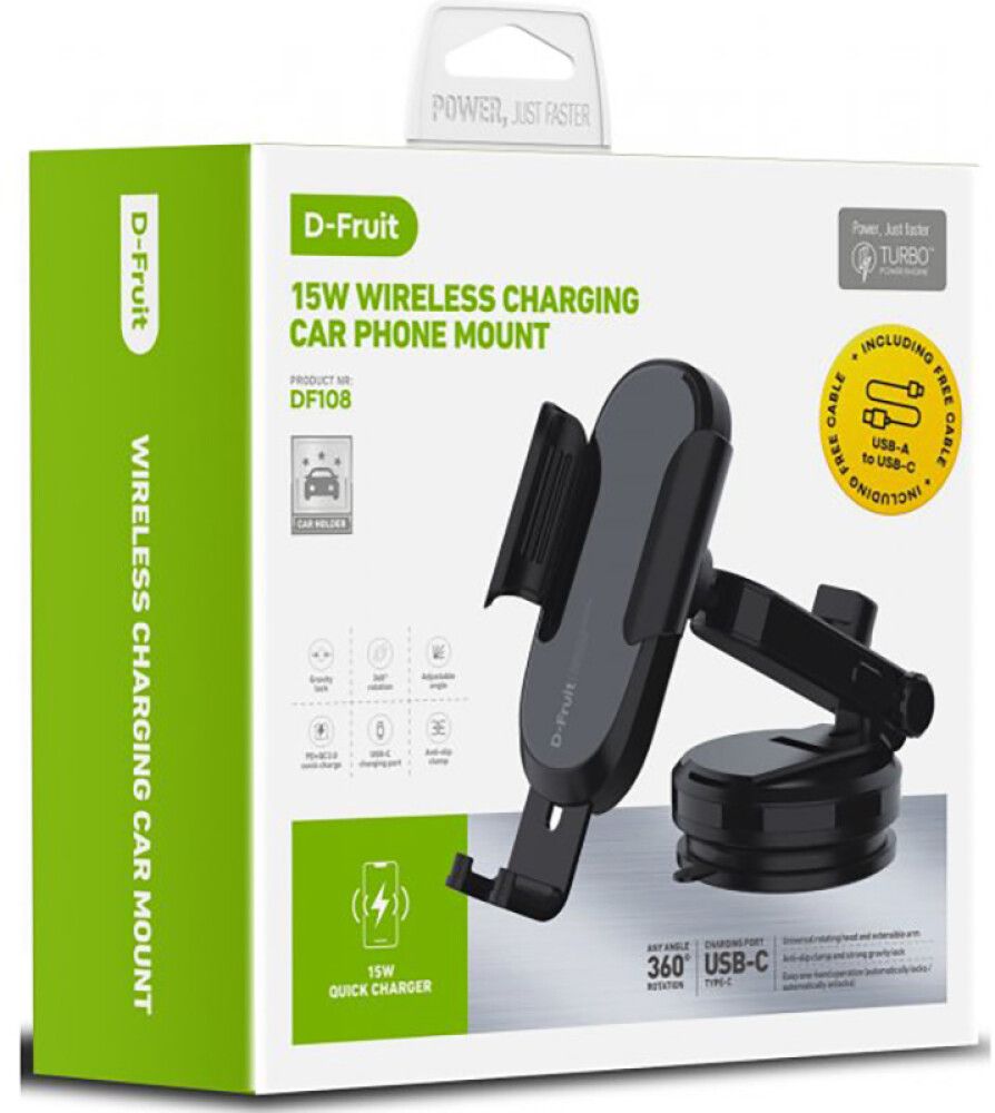 Telefonihoidik autosse D-Fruit QI juhtmevaba DF108