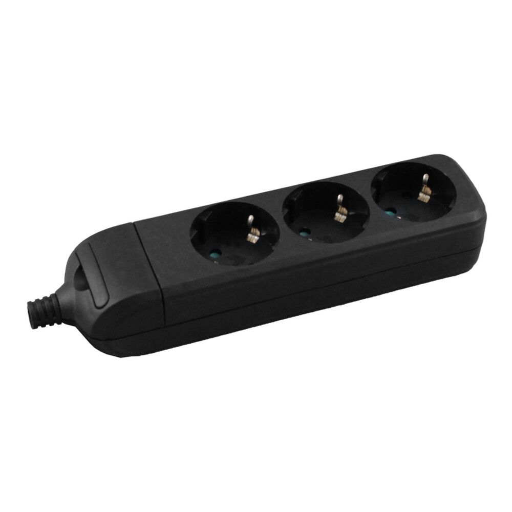 Pikendusjuhe 3 pistikupesaga H05VV‑F 3G1.5 must - 3 m