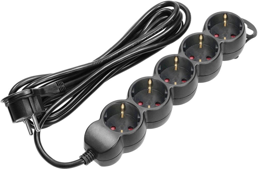 Pikendusjuhe 5-pesa 3 m must