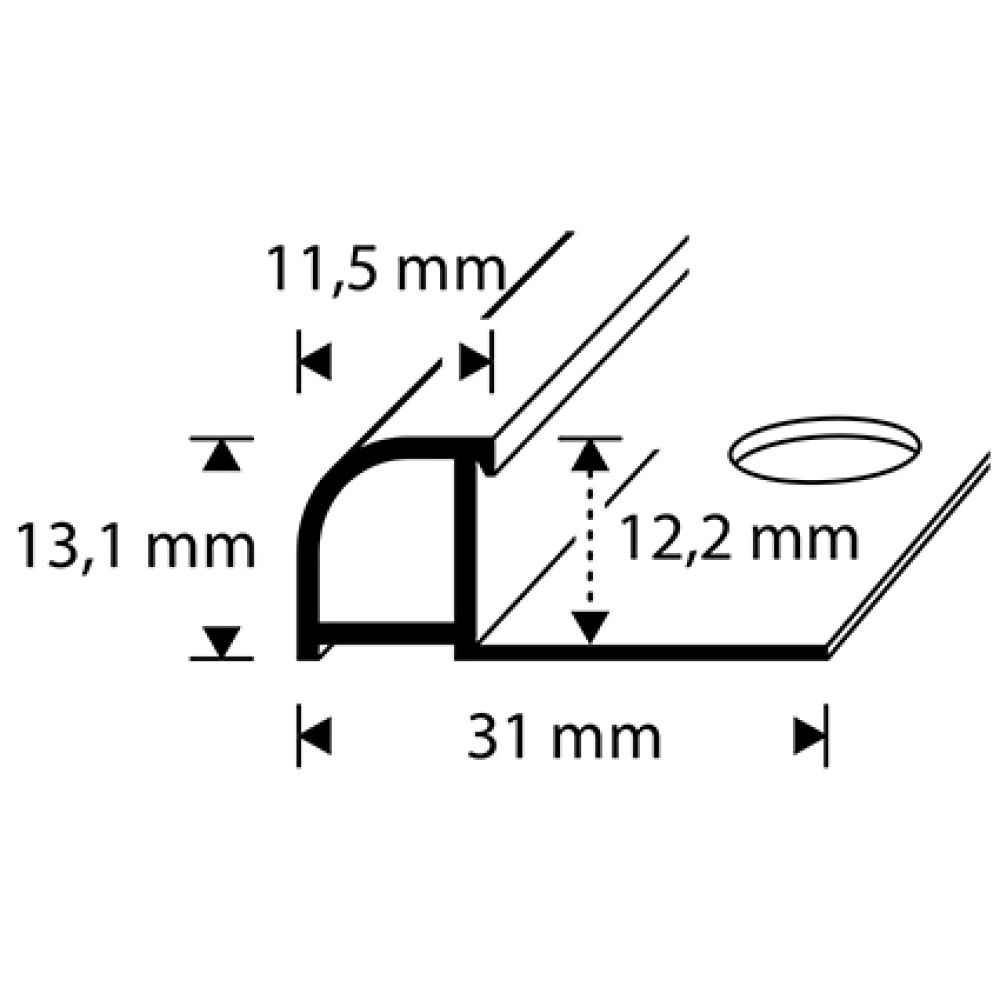 Plaadiliist alumiinium hõbe anodiseeritud, 12 x 2500 mm