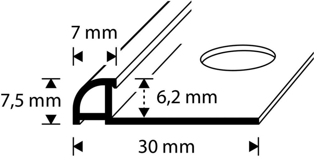 Plaadiliist PVC maalrivalge, 6 x 2500 mm