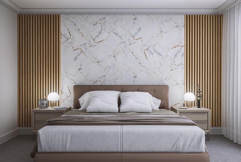 Alumiinium komposiitplaat Stocksund Stole U4 valge-kuldne marmor / betoon 610 x 3010 mm