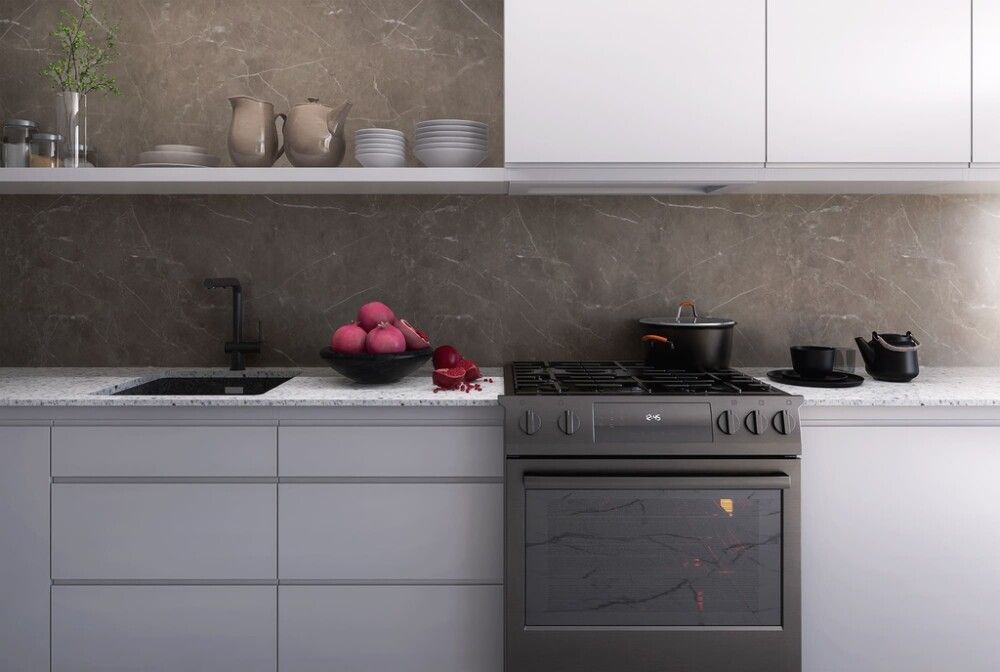 Näidis alumiinium komposiitplaadile Stocksund Stole U5 pruun marmor / läikiv kuld