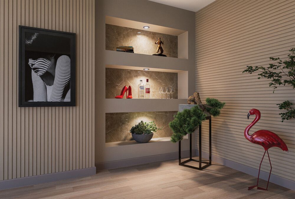 Ribipaneel Stocksund greige 122 x 2600 mm