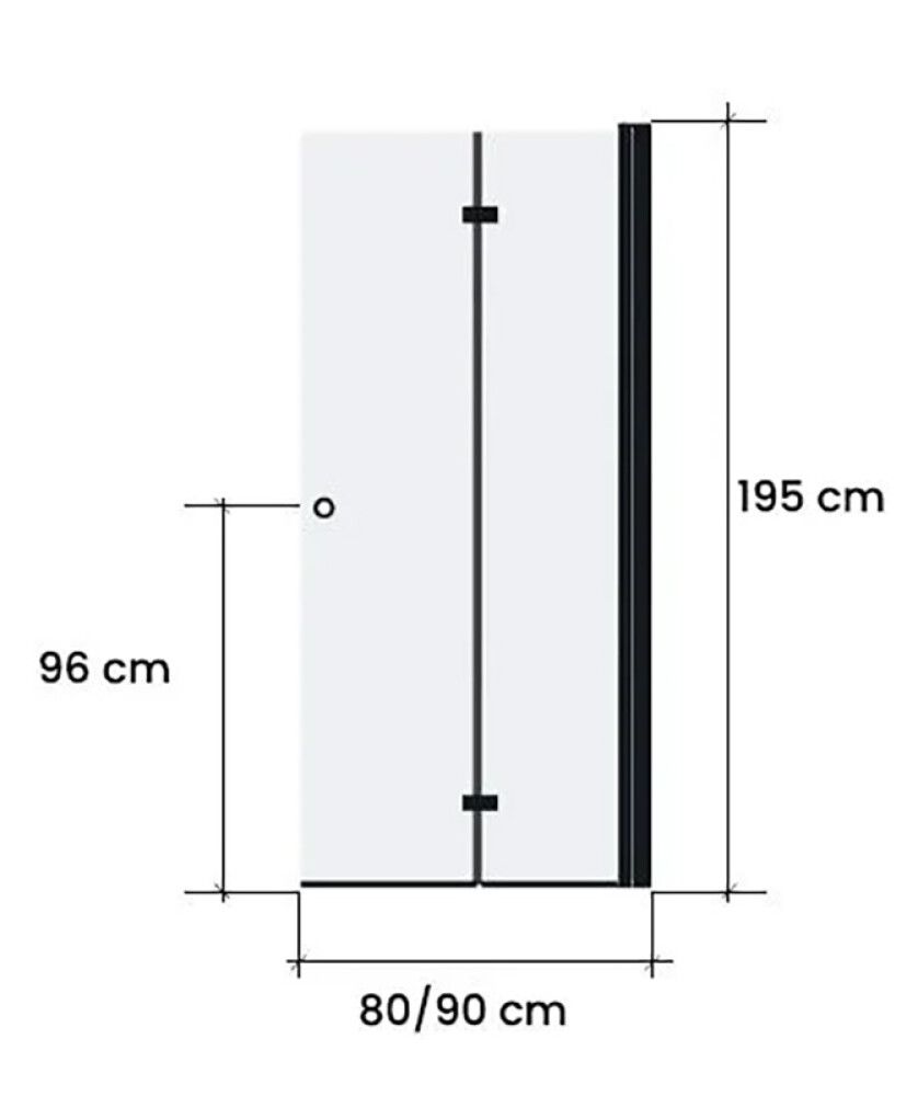 Kokkuvolditav Nordium dušisein 80 x 195 cm kirgas klaas must