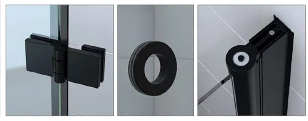 Kokkuvolditav Stocksund dušisein 90 x 195 cm kirgas klaas must