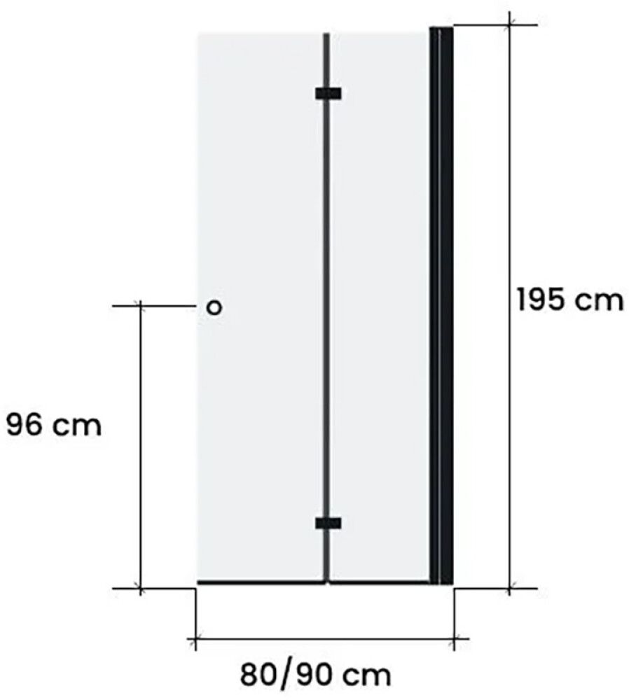 Kokkuvolditav Stocksund dušisein 90 x 195 cm kirgas klaas must