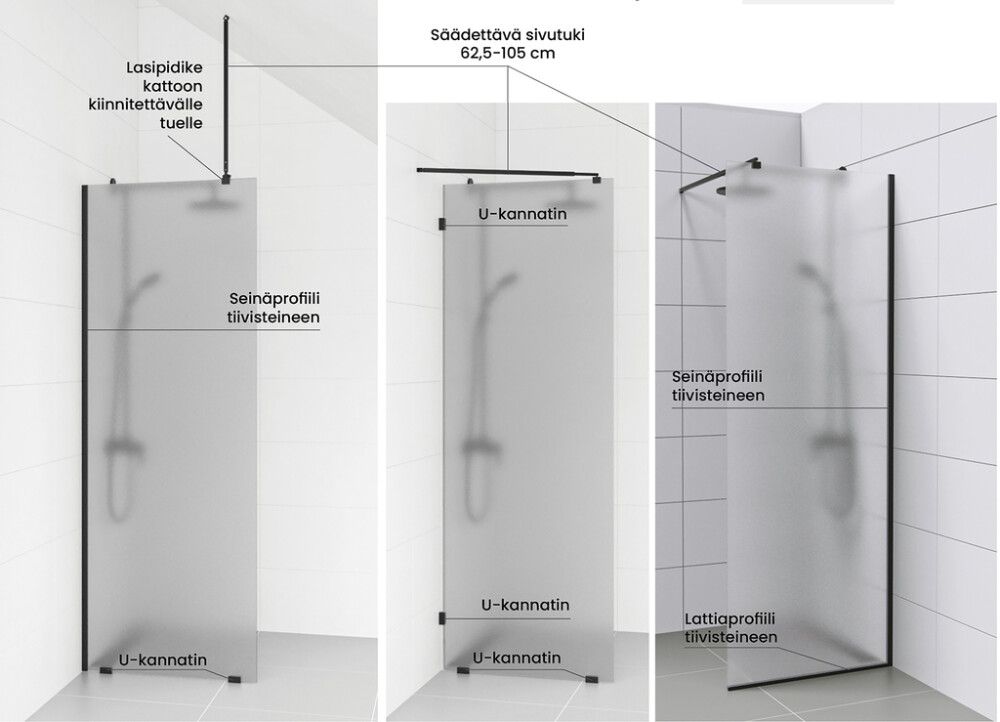 Dušiklaasi kinnitus Nordium 3 x 4 cm Must