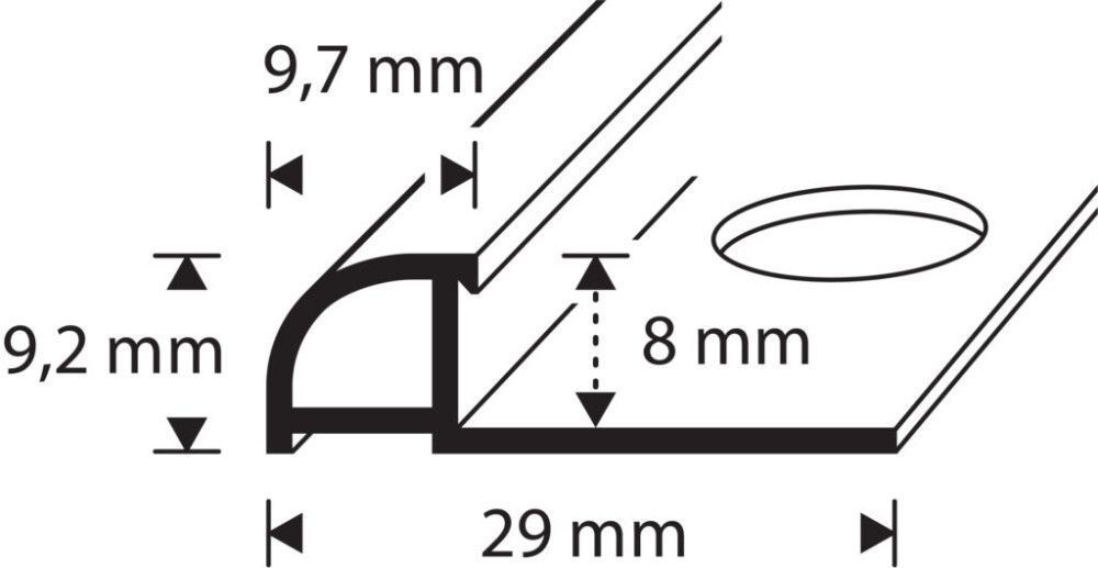 Plaadiliist Dione 8 x 2700 mm titan ümar