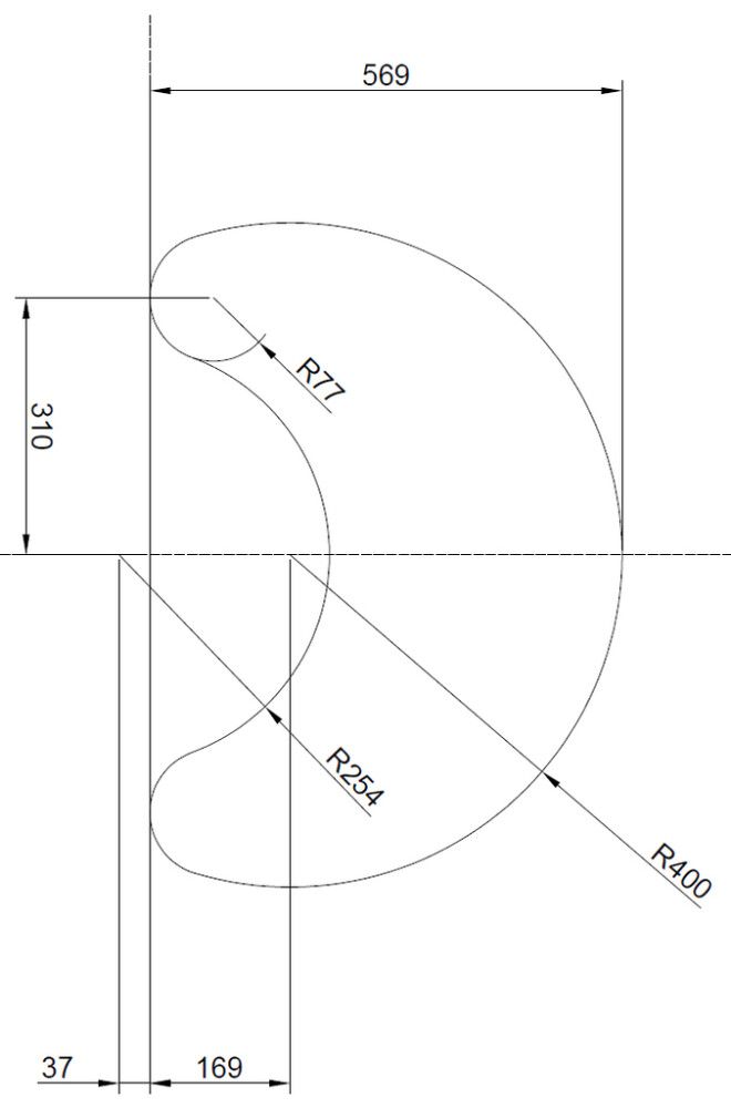 Kaminaesine klaas Crescent 80 x 57 cm