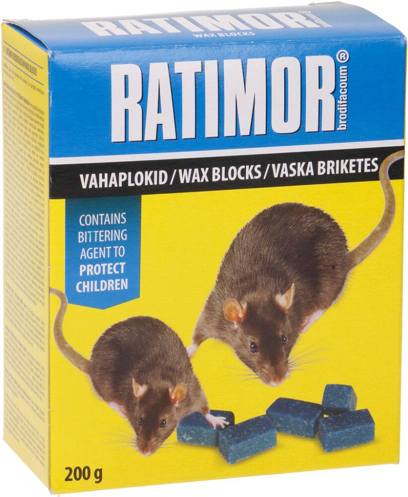 Hiire- ja rotimürk Ratimor vahaplokid 200 g