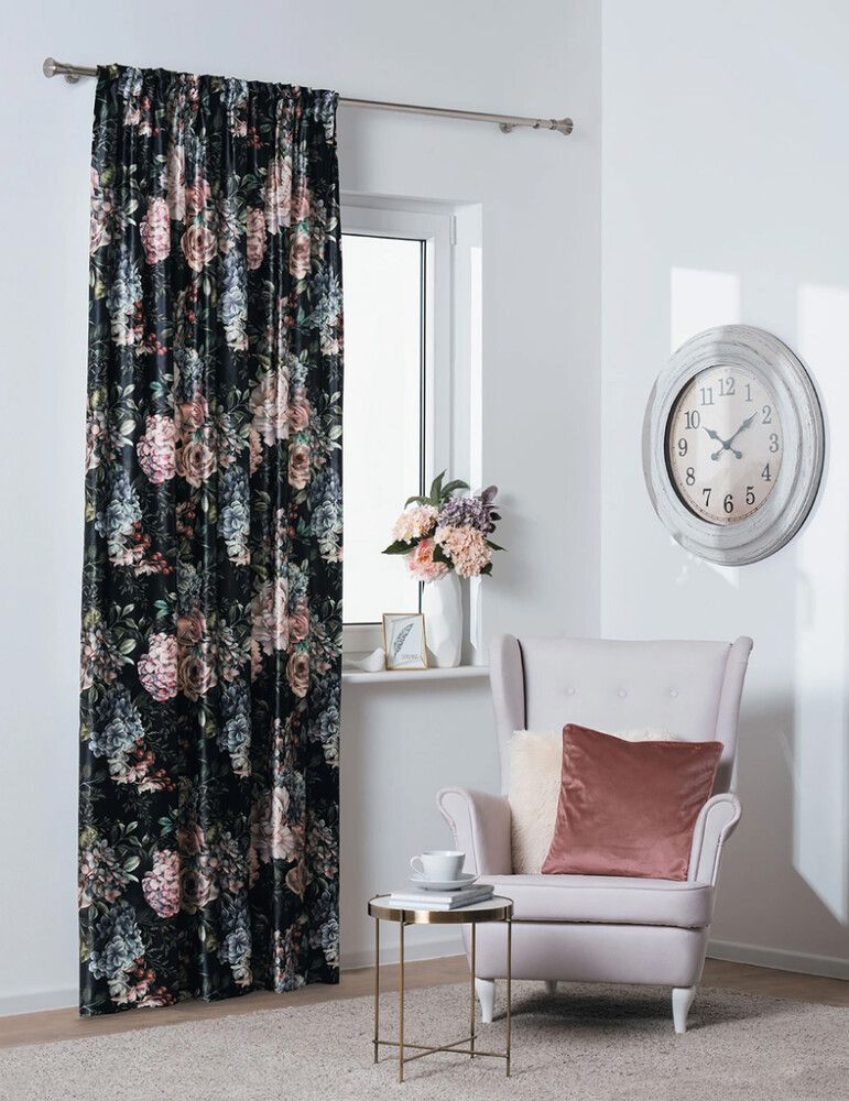 Kardin Hortensia 140 x 260 cm, must