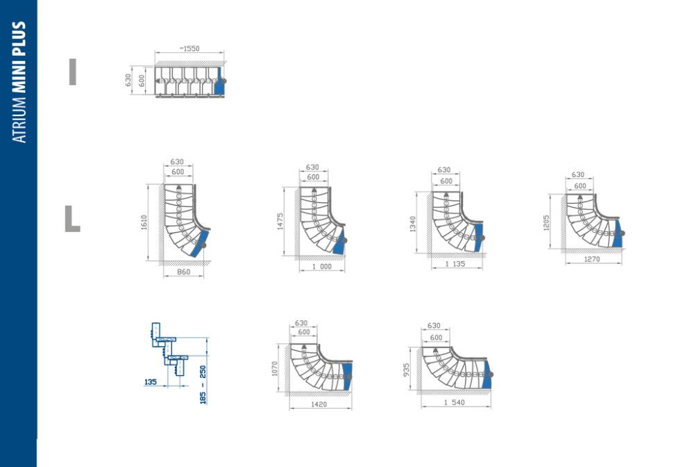 Trepp Atrium Mini Plus Vertical tamm  60 cm Hall