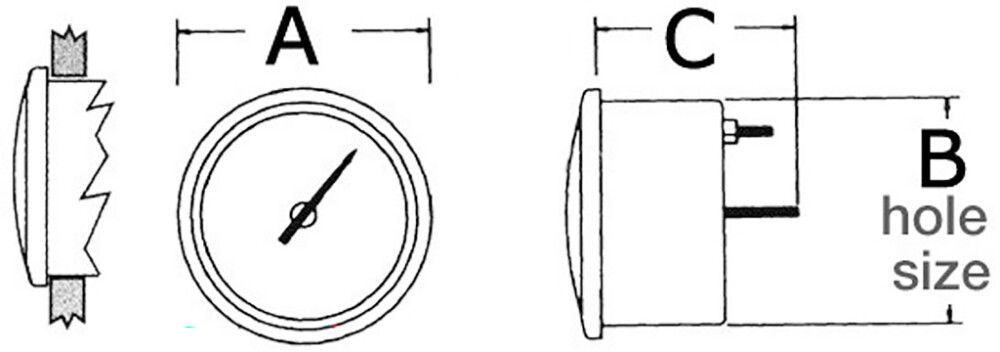 Kütusenäidik Osculati 12/24 V must Ø 57 mm