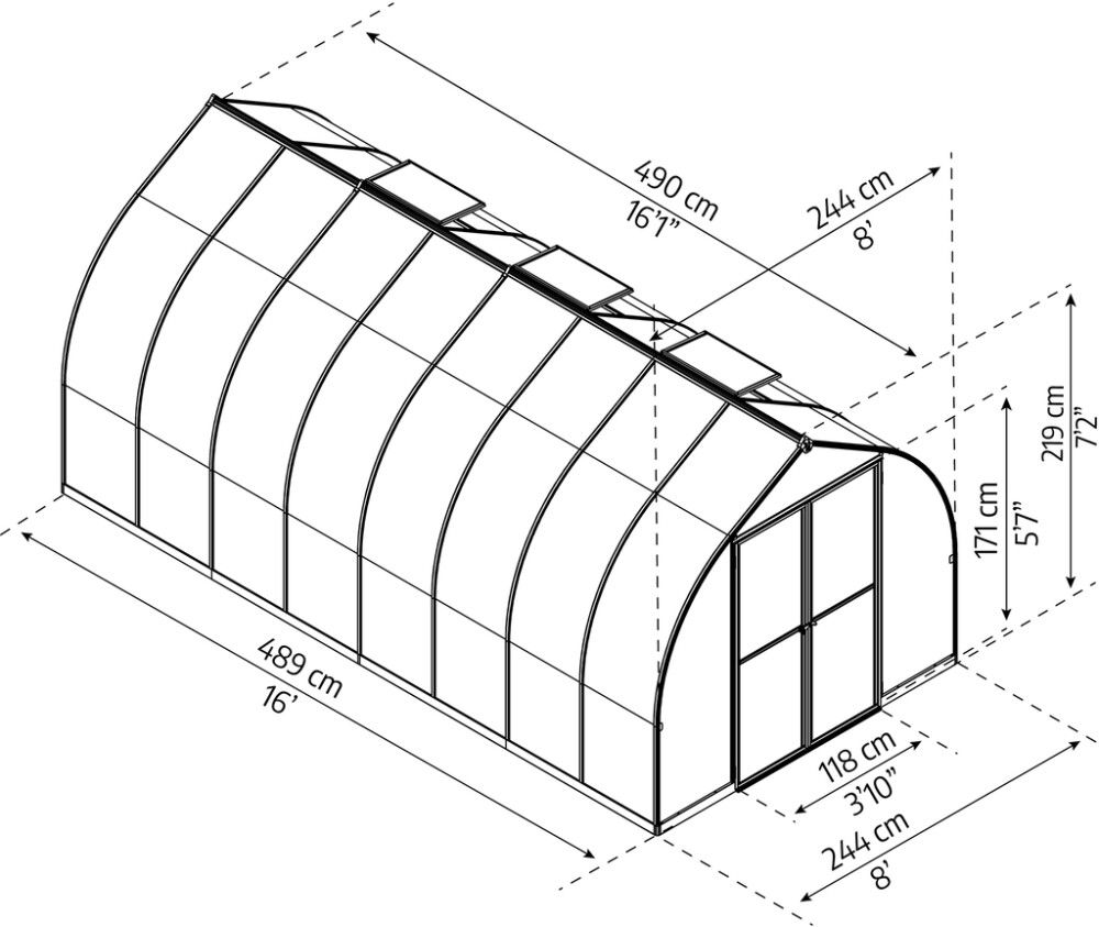Kasvuhoone Palram-Canopia Bella 11,8 m², hõbedane