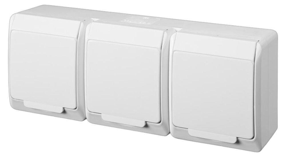 Pistikupesa pinnapealne Elektro-Plast Hermes  3 x 2P+Z Schuko IP44 valge