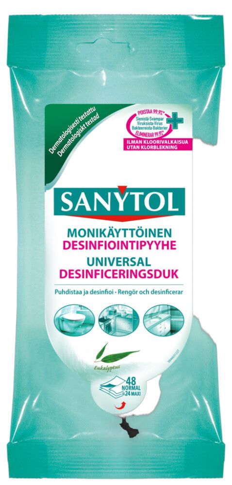 Niisutatud puhastuslapid Sanytol eukalüpt 72 tk                              