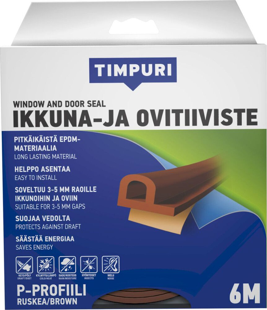 Akna- ja uksetihend P-profiil, pruun