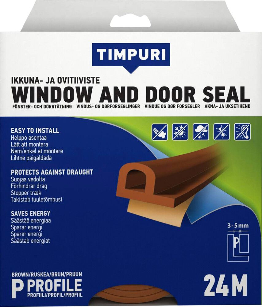 Akna- ja uksetihend Timpuri P-profiil, pruun