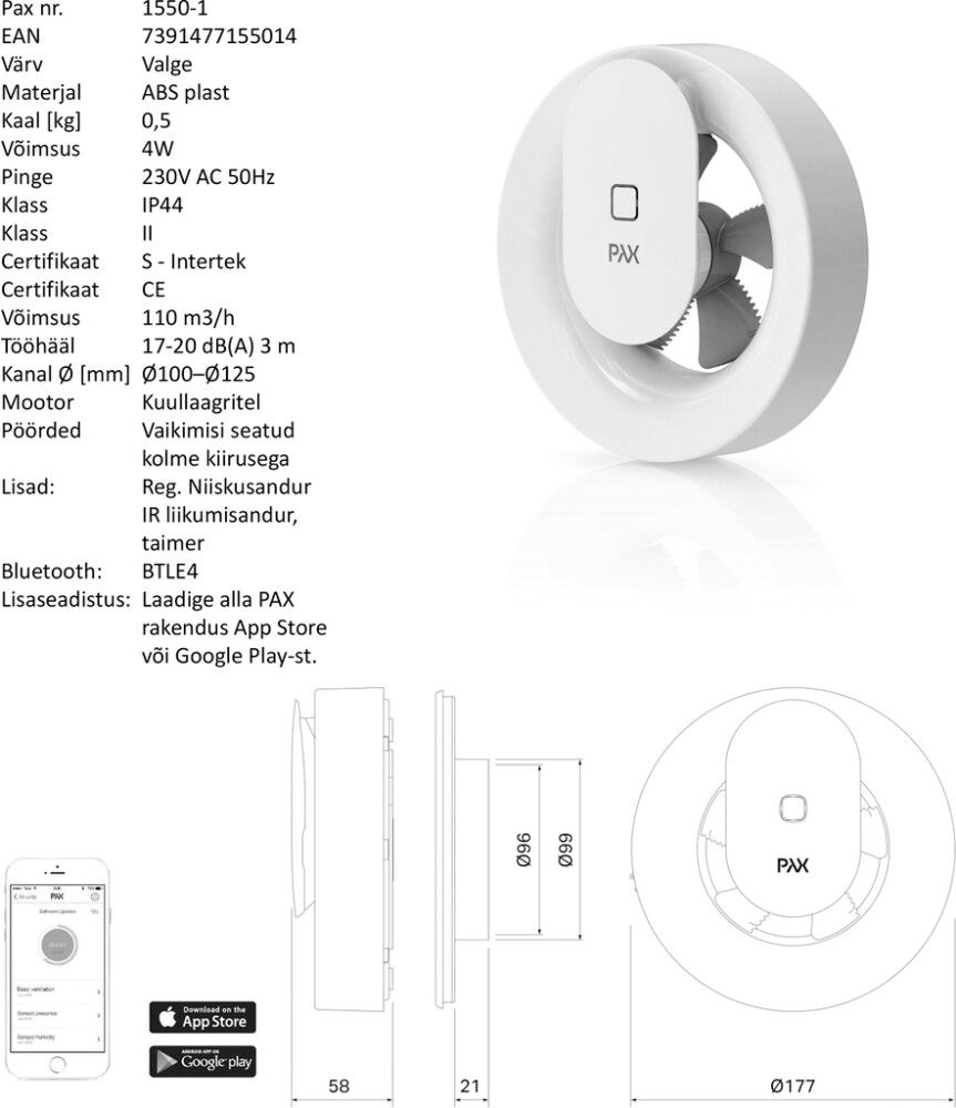 VENTILAATOR PAX NORTE