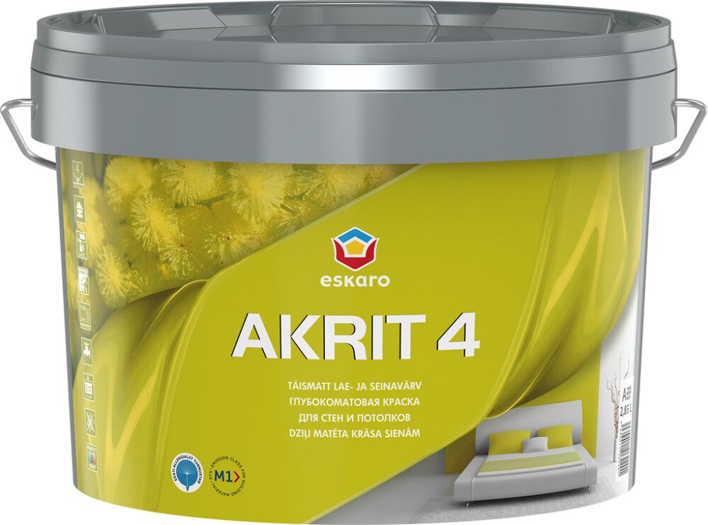 Lae- ja seinavärv Eskaro Akrit 4 A valge 2,85 l