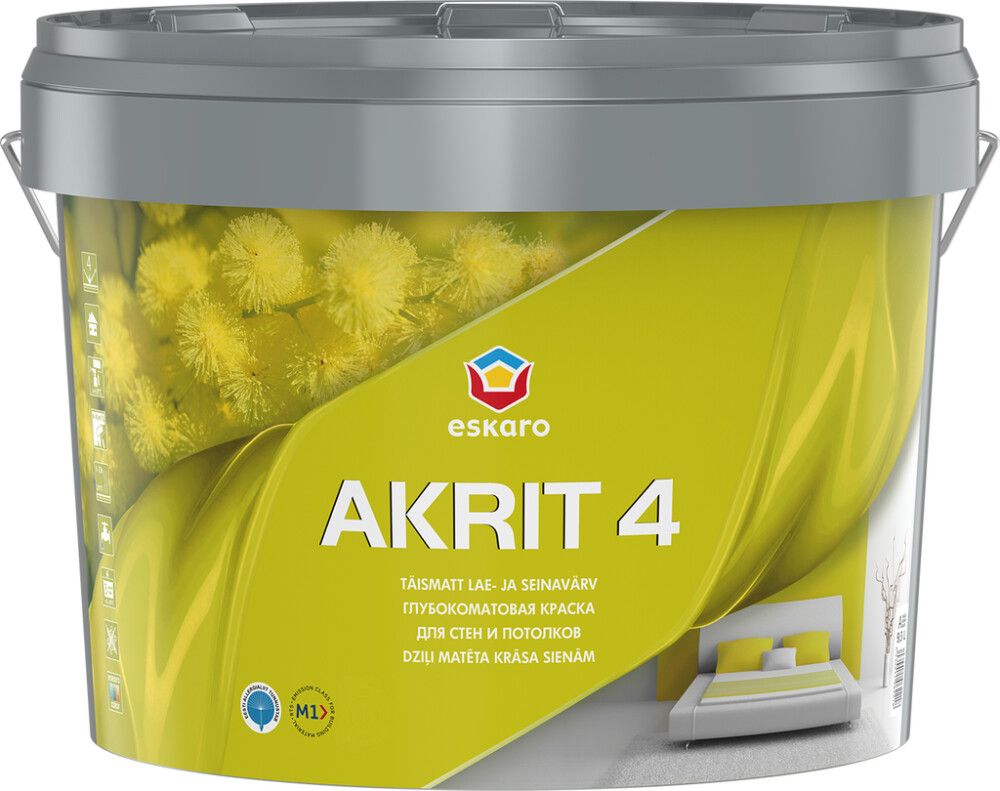 Lae- ja seinavärv Eskaro Akrit 4 A valge 9,5 l
