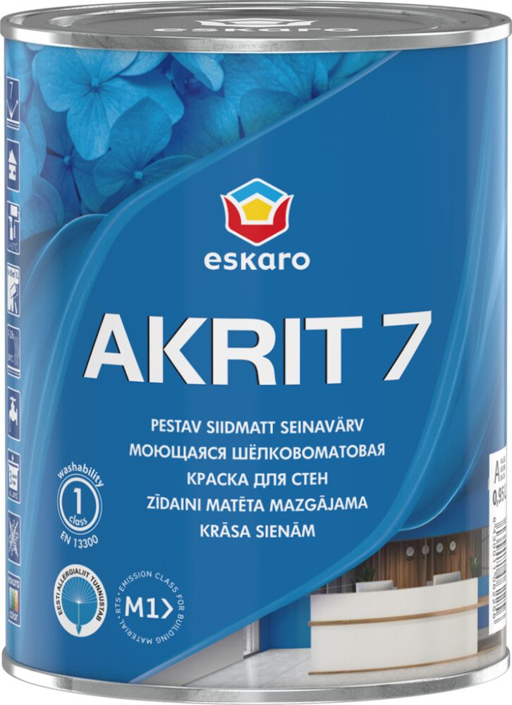 Seinavärv Eskaro Akrit 7 A valge 0,95 l