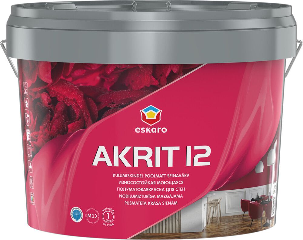Seinavärv Eskaro Akrit 12 A valge 9,5 l