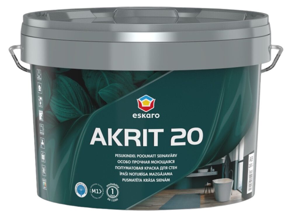 Seinavärv Eskaro Akrit 20 A valge 2,85 l