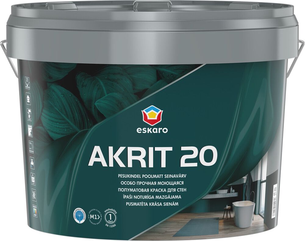 Seinavärv Eskaro Akrit 20 A valge 9,5 l