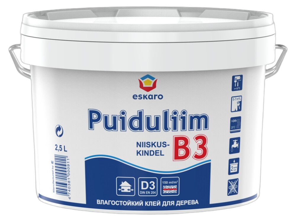 Niiskuskindel puiduliim Eskaro B3 2,5 l