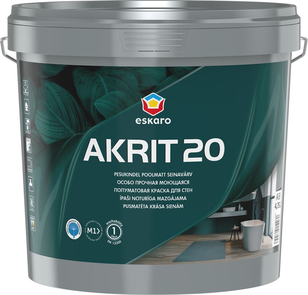 Seinavärv Eskaro Akrit 20 A valge 4,75 l