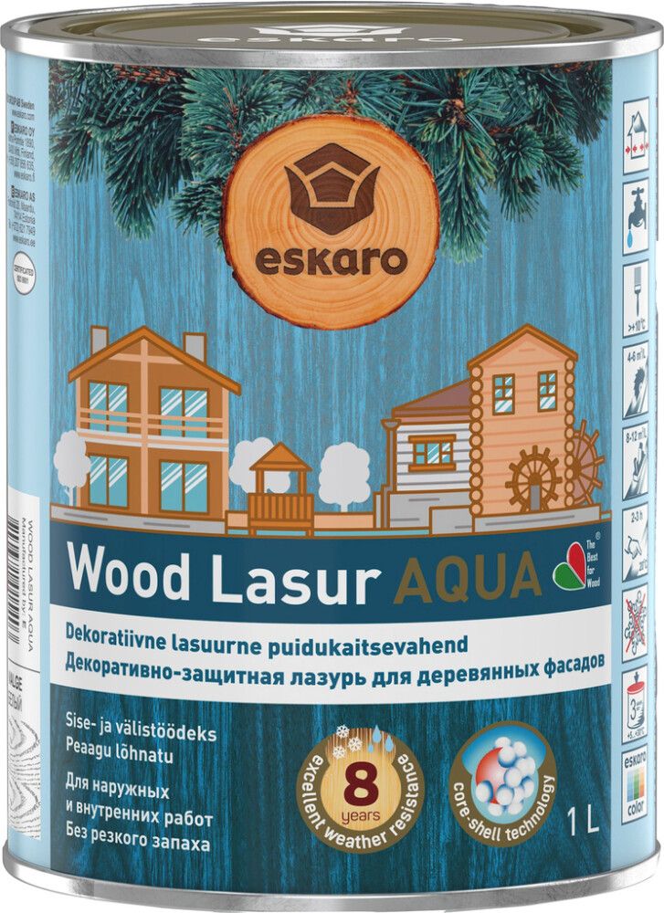 Dekoratiivne puidukaitsevahend Eskaro Wood Lasur Aqua palisander 1 l