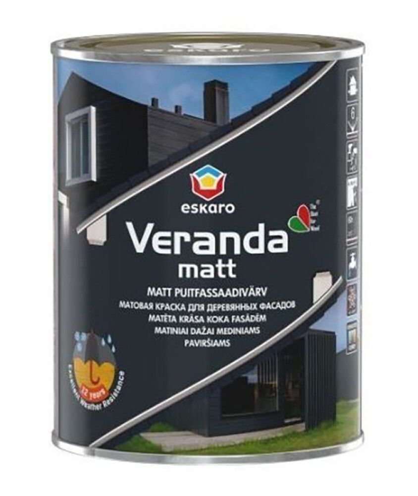Puitfassaadivärv Eskaro Veranda matt A valge 0,9 l