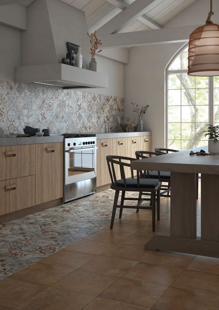 Seina-/põrandaplaat Serra Cementina Mix Rosso 34 x 34 cm