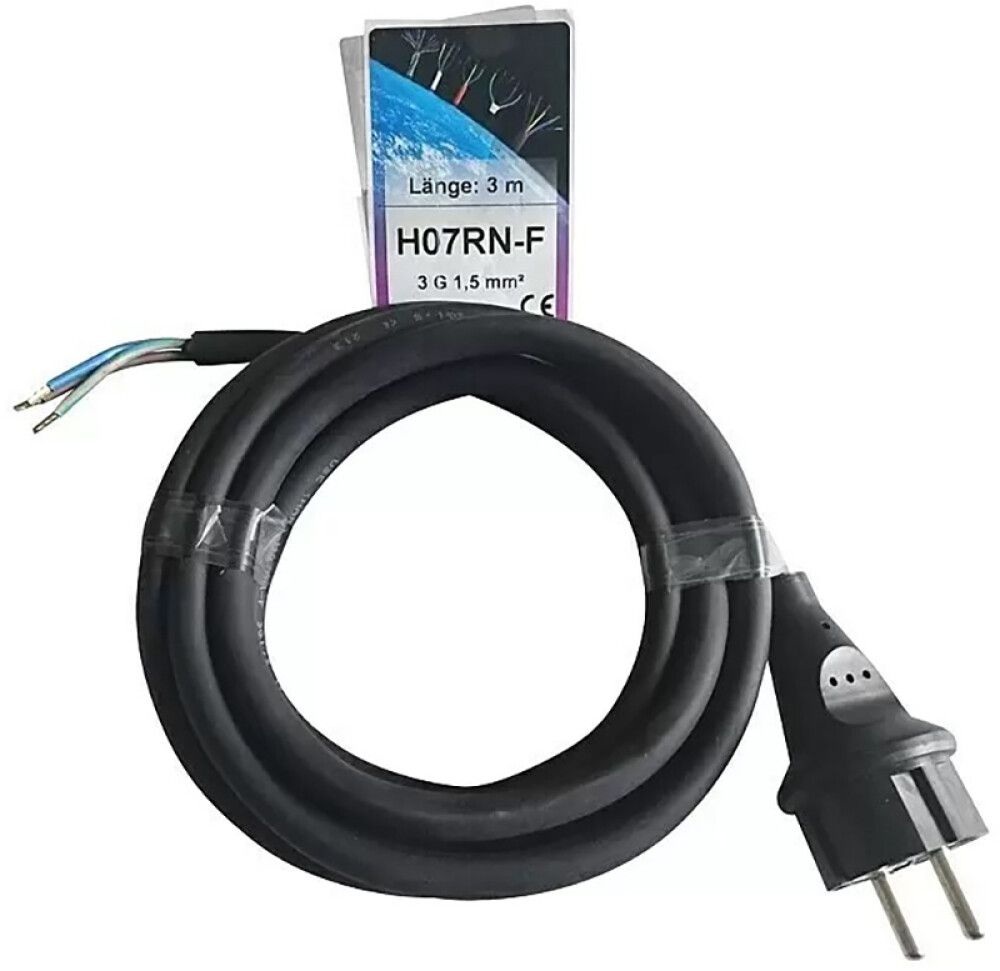 Kummikaabel pistikuga Kabelexpress H07RN-F3x1,5 mm² must 3 m
