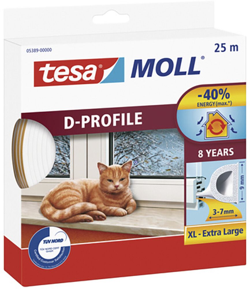Kummitihend tesa® Moll D-profile 25 m valge