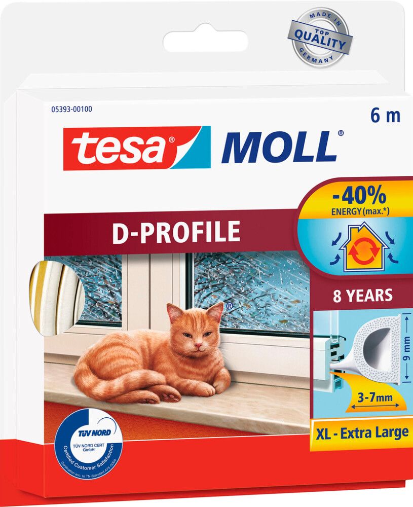 Kummitihend tesa® Moll D-profile 6 m valge