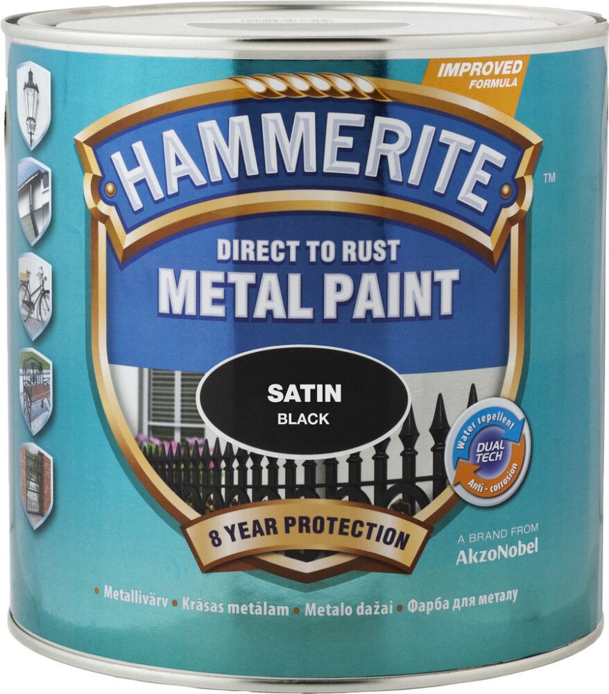 Metallivärv Hammerite Satin 250 ml must