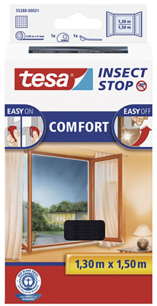 Putukavõrk aknale tesa® Comfort 1,3 x 1,5 m, must
