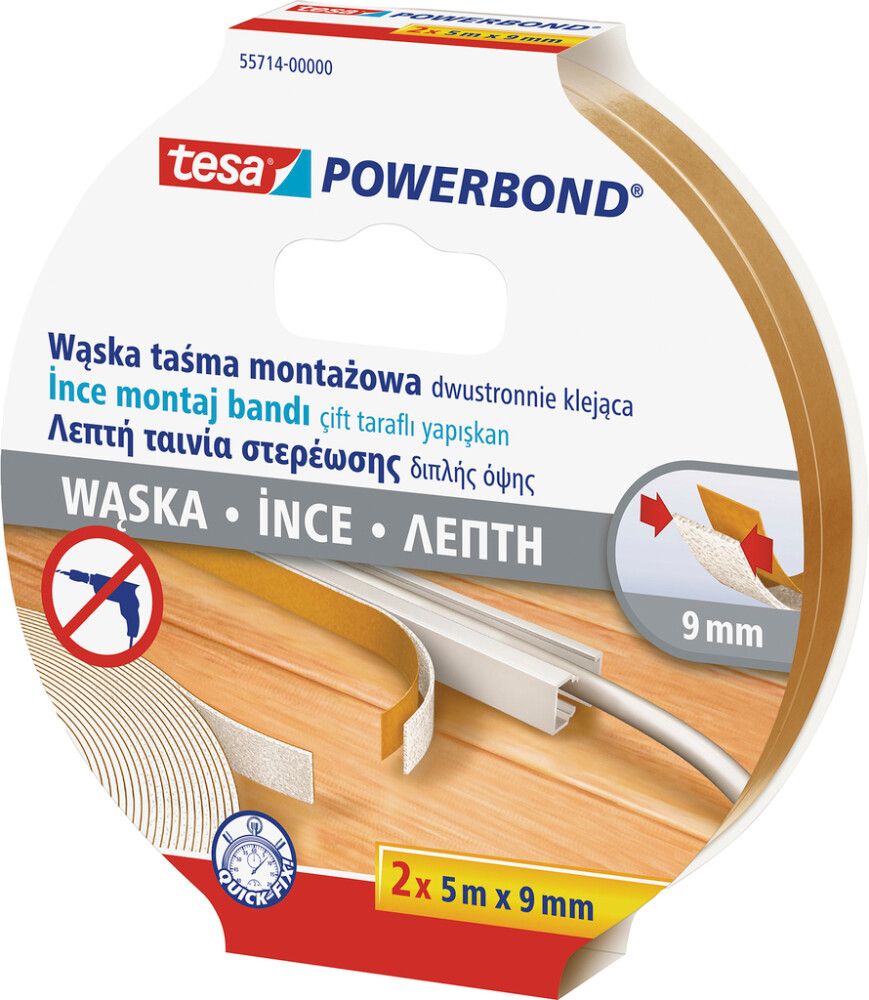 Kahepoolne teip tesa® 2 x 5 m x 9 mm