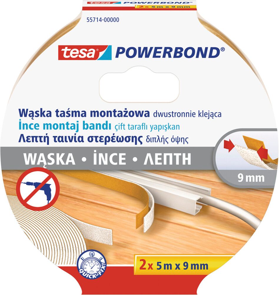 Kahepoolne teip tesa® 2 x 5 m x 9 mm