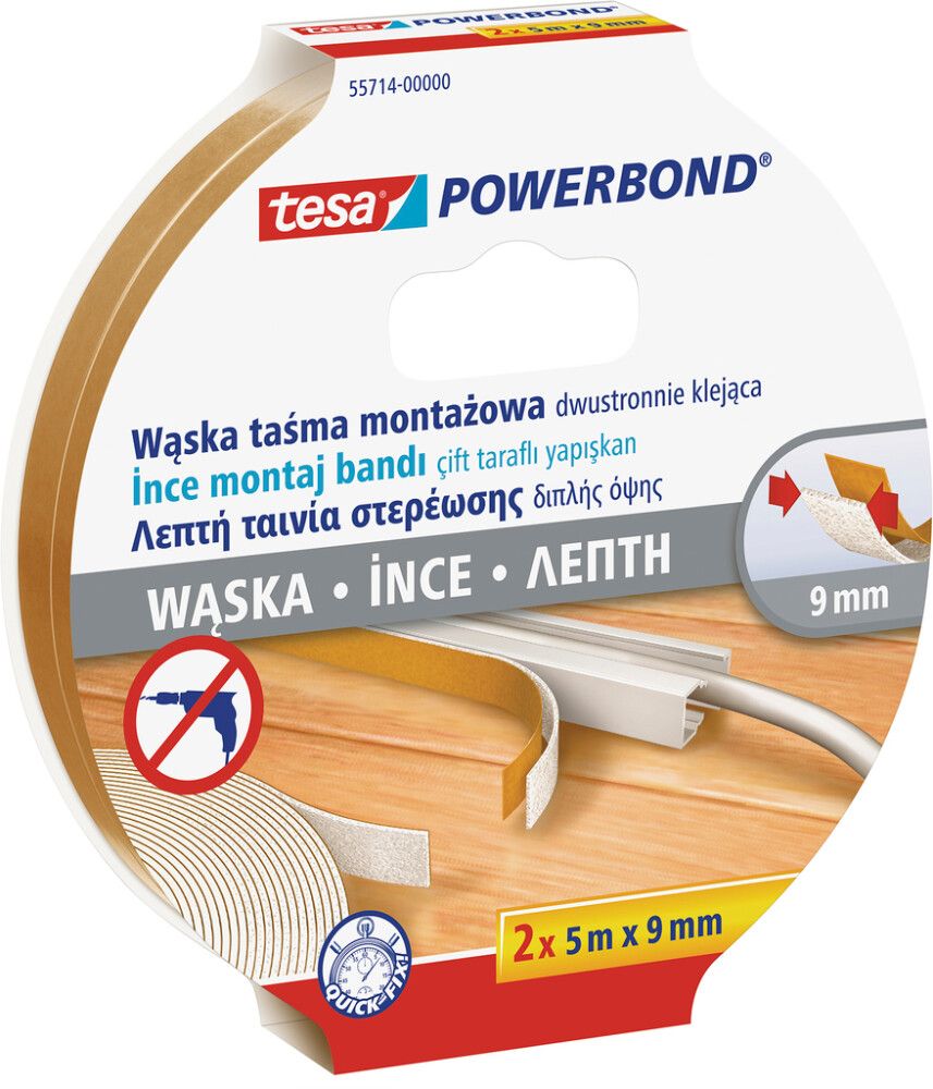Kahepoolne teip tesa® 2 x 5 m x 9 mm